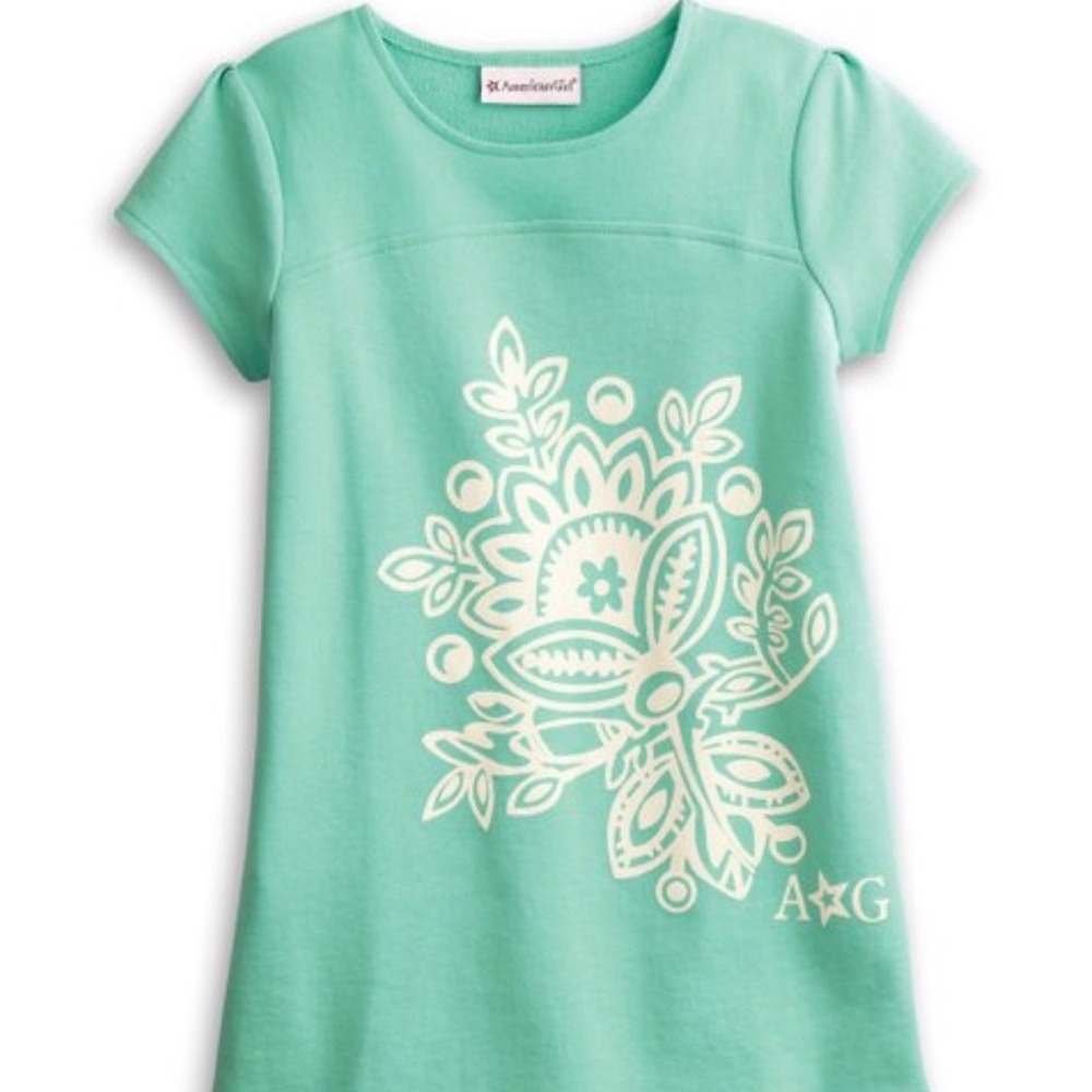 American Girl Tropical Bloom Aqua T-shirt Size Small